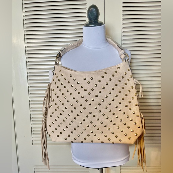 MG Collection Fringe Gold Stud Bag - Picture 1 of 5